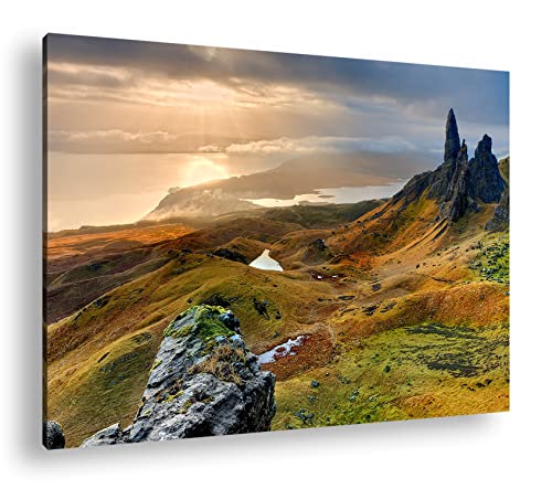deyoli atemberaubende Landschaft in Schottland im Format: 120x80 als Leinwandbild, Motiv fertig gerahmt auf Echtholzrahmen, Hochwertiger Digitaldruck mit Rahmen, Kein Poster oder Plakat von deyoli