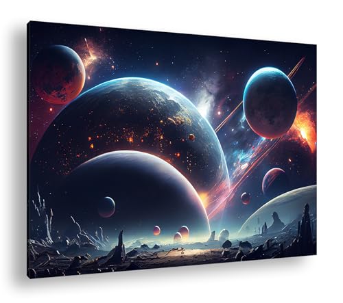 deyoli Ein Baum und Planeten leuchten im klaren Nachthimmel Format: 80x60cm XXL Kunstdruck Motiv auf Holzrahmen/Leinwandbild/Wandbild/Wohnzimmer Dekoration deyoli Ein Baum und Planeten leuchten im klaren Nachthimmel Format: 80x60cm XXL Kunstdruck Motiv auf Holzrahmen/Leinwandbild/Wandbild/Wohnzimmer Dekoration von deyoli