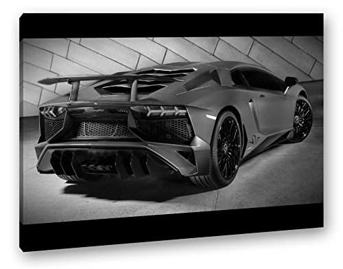 deyoli luxuriöser roter Lamborghini Effekt: Schwarz/Weiß Format: 60x40 als Leinwand, Motiv fertig gerahmt auf Echtholzrahmen, Hochwertiger Digitaldruck mit Rahmen, Kein Poster oder Plakat von deyoli