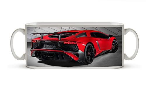 deyoli luxuriöser roter Lamborghini als Motivetasse Panorama 300ml, aus Keramik weiß, wunderbar als Geschenkidee oder ihre neue Lieblingstasse von deyoli