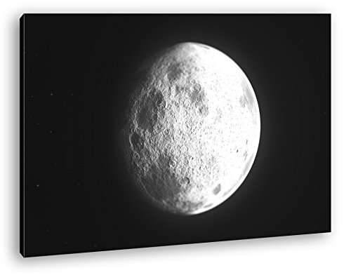 deyoli strahlender Mond Format: 80x60 Effekt: Schwarz/Weiß als Leinwand, Motiv fertig gerahmt auf Echtholzrahmen, Hochwertiger Digitaldruck mit Rahmen, Kein Poster oder Plakat von deyoli