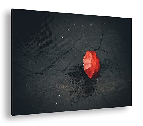 deyoli verlorender Regenschirm Format: 100x70 als Leinwandbild, Motiv fertig gerahmt auf Echtholzrahmen, Hochwertiger Digitaldruck, Kein Poster oder Plakat von deyoli