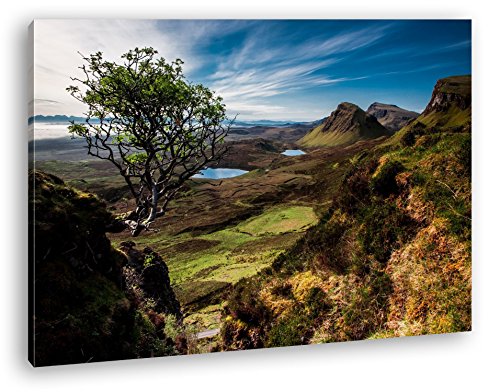 deyoli wunderschöne Landschaft mit Bergen in Schottland Format: 100x70 als Leinwandbild, Motiv fertig gerahmt auf Echtholzrahmen, Hochwertiger Digitaldruck mit Rahmen, Kein Poster oder Plakat von deyoli