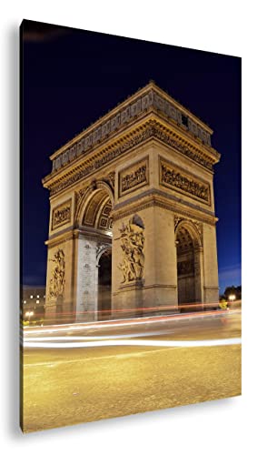 deyoli zeitraffer Triumphbogen in Paris Format:90x60 cm als Leinwandbild, Motiv fertig gerahmt auf Echtholzrahmen, Hochwertiger Digitaldruck mit Rahmen von deyoli