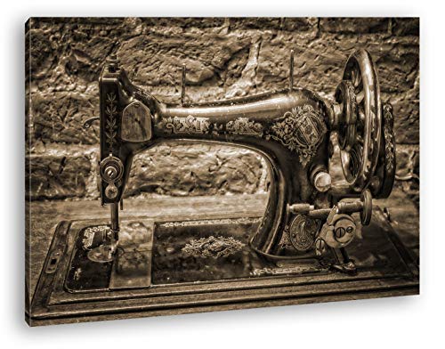historische Nähmaschine aus dem mittleren Osten Format: 60x40 Effekt: Sepia als Leinwand, Motiv fertig gerahmt auf Echtholzrahmen, Hochwertiger Digitaldruck mit Rahmen, Kein Poster oder Plakat von deyoli