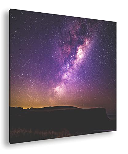 unsere magische Galaxie am Nachthimmel Format: 60x60 als Leinwandbild, Motiv fertig gerahmt auf Echtholzrahmen, Hochwertiger Digitaldruck, Kein Poster oder Plakat von deyoli