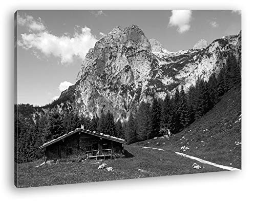 verlassene Hütte in den Bergen Format: 100x70 Effekt: Schwarz&Weiß als Leinwandbild, Motiv fertig gerahmt auf Echtholzrahmen, Hochwertiger Digitaldruck mit Rahmen, Kein Poster oder Plakat von deyoli