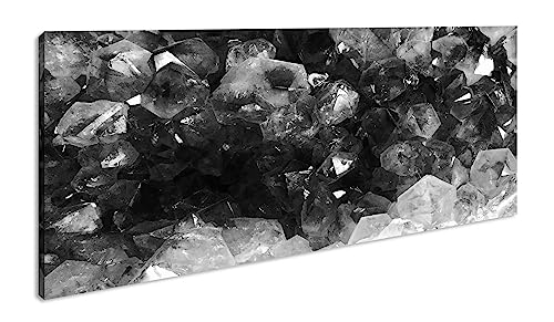 violett funkelnder Amethyst Panorama 60x30 cm Effekt: Schwarz/Weiss als Leinwandbild, Motiv fertig gerahmt auf Echtholzrahmen, Hochwertiger Digitaldruck mit Rahmen von deyoli