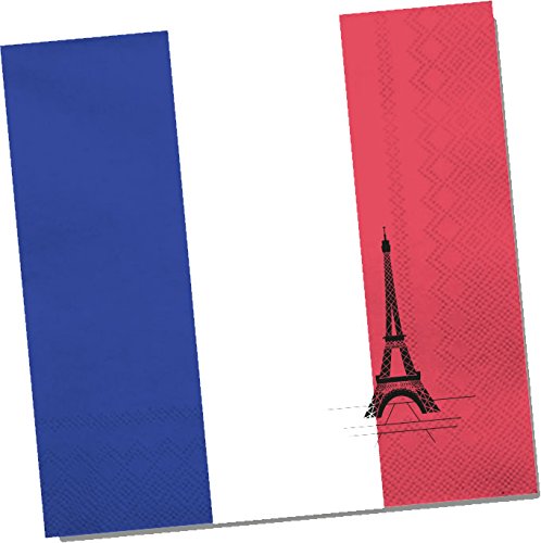 20 Papierservietten im * FRANKREICH * für Party und Geburtstag von DH-Konzept // Servietten Napkins Feier Set Mottoparty Rot Weiß Blau Eifelturm France French von DH-Konzept