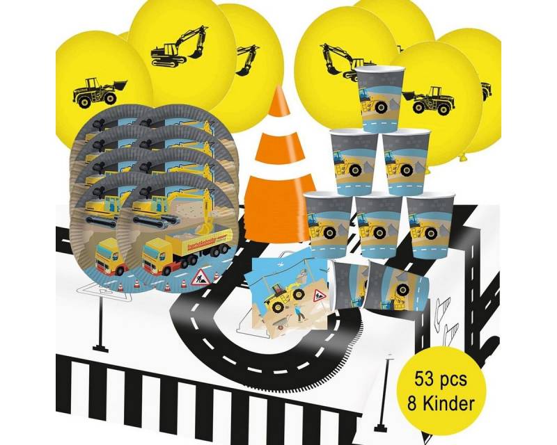 dh konzept Einweggeschirr-Set Baustellen Party Set für Kindergeburtstage dh konzept Einweggeschirr-Set Baustellen Party Set für Kindergeburtstage von dh konzept