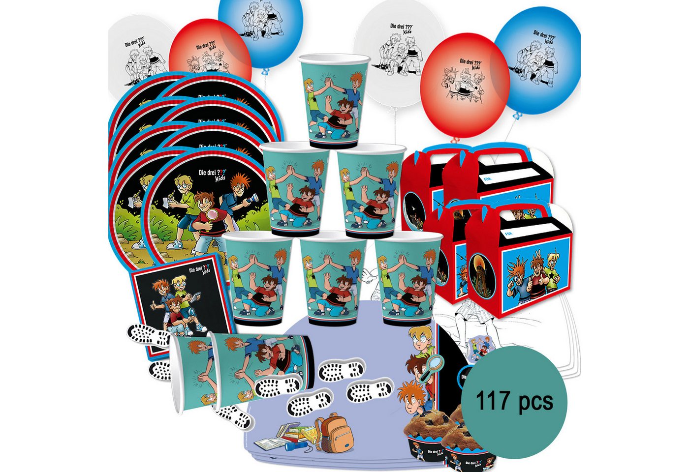 dh konzept Einweggeschirr-Set Die Drei ??? Kindergeburtstag XXL Party Deko Set dh konzept Einweggeschirr-Set Die Drei ??? Kindergeburtstag XXL Party Deko Set von dh konzept