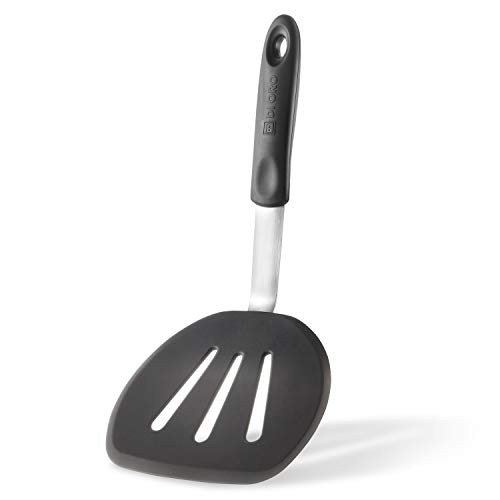 DI ORO® - Chef Serie Silikon Pfannenwender - 315 °C hitzebeständiger flexibler Spatel aus Silikon und Edelstahl - Das beste Silikon Pfannenwender - Perfekt für Omelettes, Hamburger und mehr (Rund) von di Oro Living