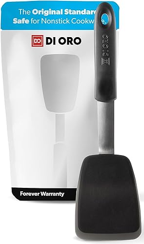 DI ORO® - Chef Serie Silikon Pfannenwender - 315 °C hitzebeständiger flexibler Spatel aus Silikon und Edelstahl - Das beste Silikon Pfannenwender - Perfekt für Omelettes, Hamburger und mehr (Standard) von di Oro Living