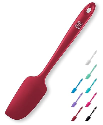 DI ORO® - Kleiner Silikonspatel Set - 315ºC hitzebeständige Teigschaber - Ergonomisches nahtloses einteiliges Design - Antihaft-Silikon mit Edelstahl S-Core Technologie (Rot Klein) von di Oro Living