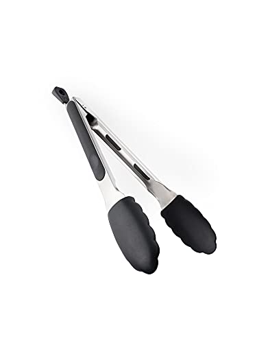 DI ORO® Küchenzange 23cm - Edelstahl mit 250 °C hitzebeständigen BPA-freien Antihaft-Silikonspitzen – Tolles Küchengerät zum Kochen, Servieren und Grillen - Spülmaschinenfest und leicht zu reinigen von di Oro Living