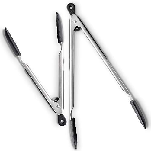 DI ORO® Küchenzangen Set - Edelstahl mit 250 °C hitzebeständigen BPA-freien Antihaft-Silikonspitzen – Tolle Grillzangen zum Kochen, Servieren und Grillen - Spülmaschinenfest und leicht zu reinigen von di Oro Living