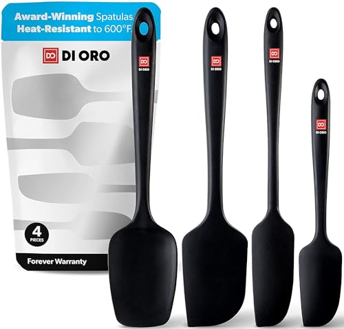 DI ORO® - Silikon Spatel Set - 315ºC hitzebeständige Backlöffel & Teigschaber - Ergonomisches nahtloses einteiliges Design - Antihaft-Silikon mit Edelstahl S-Core Technologie von di Oro Living