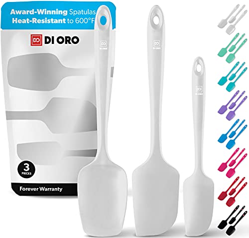 DI ORO Seamless Series 3-teiliges Silikon-Spatel-Set, °C, hitzebeständig, antihaftbeschichtet, Gummi, Spatel zum Kochen, Backen und Mischen – BPA-frei und LFGB-zertifiziertes Silikon (Stein) von di Oro Living