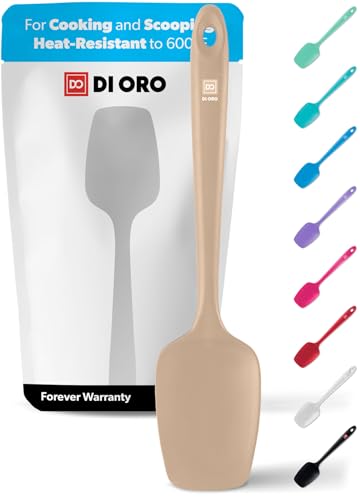 DI ORO Silikon-Löffelspatel °C hitzebeständig, großer Silikon-Löffelschaber – BPA-frei, antihaftbeschichtet, Kochgeschirr, sicheres Gummi-Küchenutensil zum Backen, Kochen und Mischen, von di Oro Living