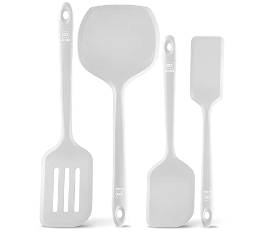 Neu DI ORO Seamless Series Moda 4-teiliges Pfannenwender-Set aus Silikon °C hitzebeständig flexibel Küchenspatel für antihaftbeschichtetes Kochgeschirr - Flossen für Eier & Pfannkuchen - Utensilien von di Oro Living