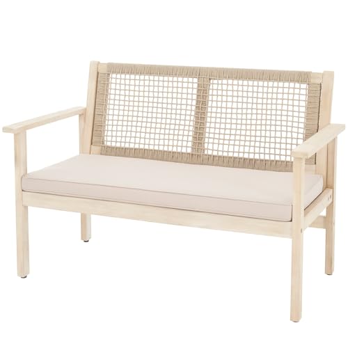 di volio Gartenbank Teracina - 120 cm, aus zertifiziertem Akazienholz, wetterfest & bequem, für Garten, Balkon und Terrasse (Beige) von di volio