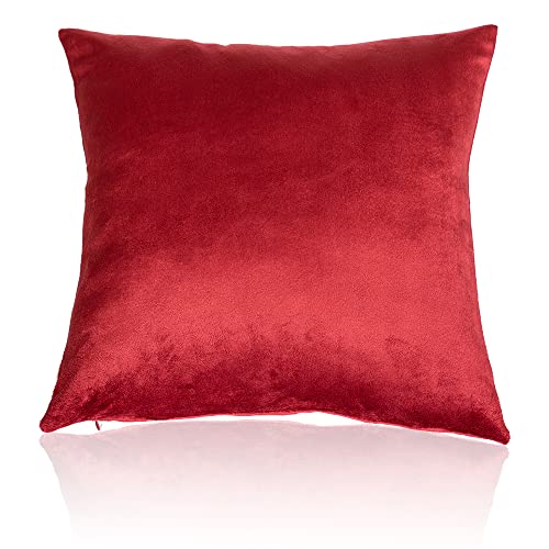 diMio 2er Set Samt-Sofakissen mit Reißverschluss und Füllung Couchkissen Dekokissen Zierkissen (2er Set, Rot (Samt)) von diMio