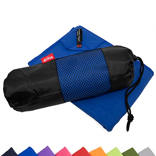 diMio Mikrofaser Reisehandtuch schnelltrocknend - Handtuch mit Tasche (60 x 40 cm, Blau) von diMio