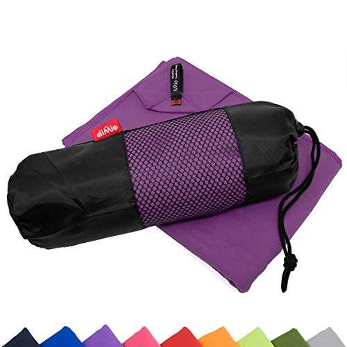 diMio Mikrofaser Reisehandtuch schnelltrocknend - Handtuch mit Tasche (60 x 40 cm, Lila) von diMio