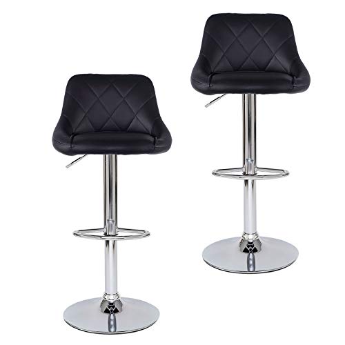 dibea Barhocker 2er-Set 360° drehbar, höhenverstellbarer Barstuhl belastbar bis 130kg, stabiler Standfuß mit Bodenschutz & Fußablage, schwarz Modell 3 von Dibea