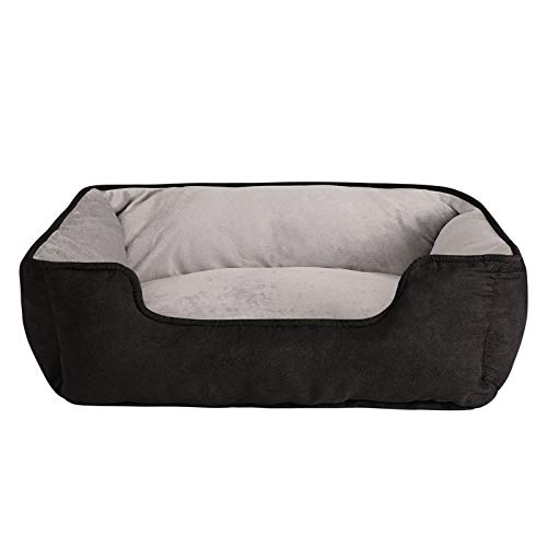 lionto 2-in-1 Hundebett Hundekissen Hundekörbchen Hundesofa, (M) 80x60 cm schwarz/grau von lionto