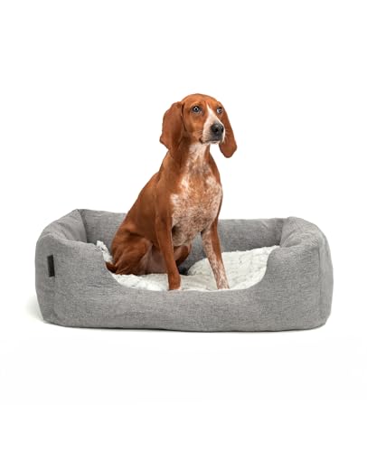 lionto Hundebett Hundekissen Hundekörbchen mit Wendekissen meliert, (M) 80x60 cm grau von lionto