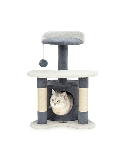 lionto Kratzbaum Kletterbaum Katzenkratzbaum Katzenbaum Höhe 65 cm, grau/weiß von lionto