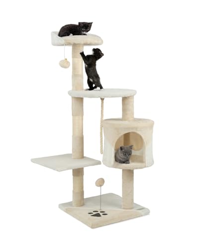 lionto Kratzbaum Kletterbaum Katzenkratzbaum Katzenbaum Höhe 112 cm, beige/weiß von lionto