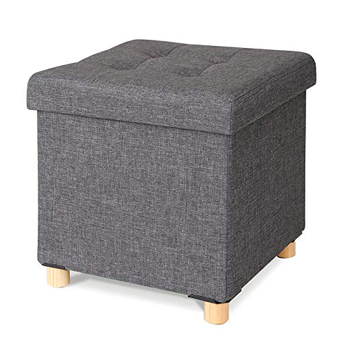 dibea Sitzhocker Klapphocker Sitzbank Aufbewahrungsbox 38x38x38 cm, grau von Dibea