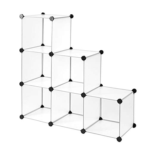 dibea Steckregal aus Kunststoff Schuhregal Aufbewahrungsregal modulares System, mit 6 Fächern á 30x30 cm transparent von Dibea