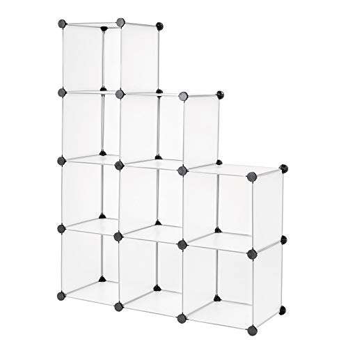 dibea Steckregal aus Kunststoff Schuhregal Aufbewahrungsregal modulares System, mit 9 Fächern á 30x30 cm transparent von Dibea