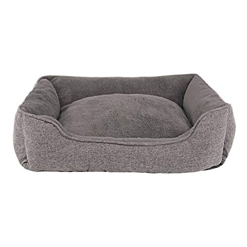 lionto Hundebett meliert Hundekissen Hundekörbchen Bezug abnehmbar, (S) 75x60 cm grau von lionto