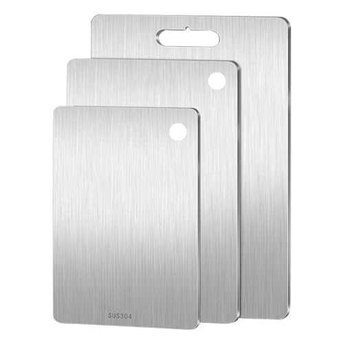 diceevil 3 Stück Edelstahl Schneidebrett, Leicht zu reinigen Küche Schneidebrett für Küche Im Freien Camping Kitchen Countertop von diceevil