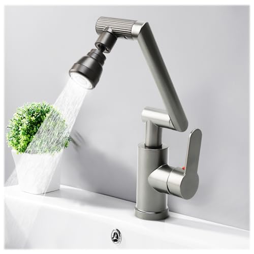 diceevil Wasserhahn Küche, 3 Wasseraustrittsmodi, Flexible Küchenarmatur, Einhand- Spültischmischbatterie mit 2 Schläuchen, Hochdruck Armatur Grau von diceevil