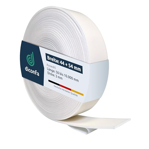 diconfa DACHFENSTER Schaumstoffdichtung Lüftungsklappe WEISS kompatibel mit VELUX - WÄHLBAR Breite 44mm, 54mm - Länge 0,05m bis 10m - AUSWAHL 54mm x 2400mm - selbstklebend Schaumstoff Dichtband von diconfa