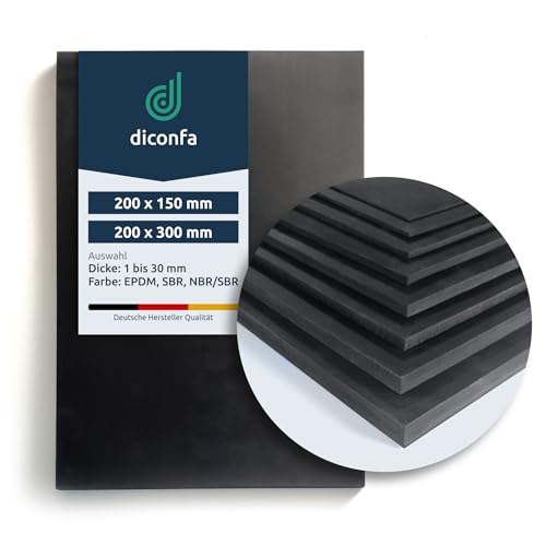 diconfa DIN-A4 / A5 Gummimatte - Material: SBR, EPDM, NBR/SBR - Dicke: 1mm bis 30mm - Anzahl: 1 bis 10 - Auswahl: EPDM, 200x300x4mm, 5 Stück - selbst bearbeiten - Unterlage Dichtung Schutzmatte von diconfa