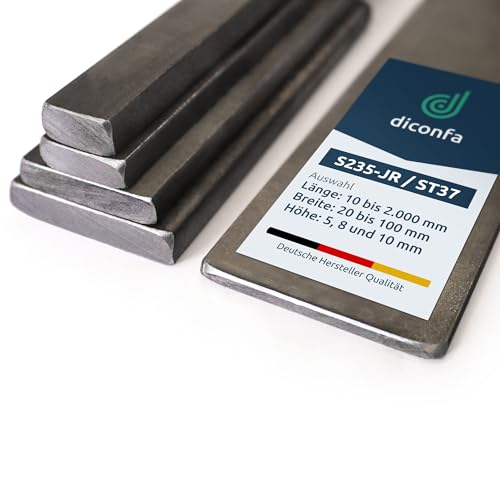 diconfa Flachstahl Flacheisen S235JR ST37-100 x 10mm, 150mm (0,15m) lang - LÄNGE: 10mm bis 100mm - BREITE 10mm bis 100mm - warm-gewalzt schwarz roh Bandstahl Flachprofil Eisen Stahl Baustahl von diconfa