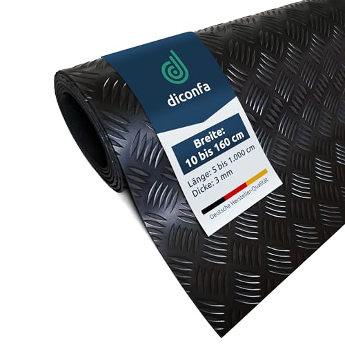 diconfa Gummi-Matte Hammerschlag-Matte 3mm stark - BREITE 0,05m bis 1,6m - LÄNGE 0,05m bis 10m - Auswahl 10 x 185cm (100 x 1850mm) - UV-stabil geruchsarm rutschfest Riffelblechmatte Riffelmatte von diconfa