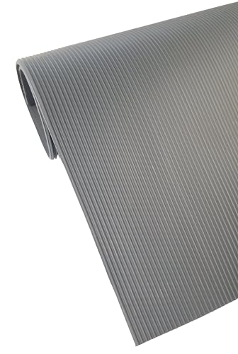 diconfa Gummimatte GRAU Feinriefenmatte GERUCHSARM 3mm stark - BREITE 0,1m bis 2m - LÄNGE 0,05m bis 10m - Auswahl 0,5m x 1,75m (500mm x 1750mm) - Rillenmatte Antirutsch Meterware rutschfest von diconfa