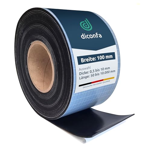 diconfa Gummistreifen SELBSTKLEBEND 100mm (10cm) breit - WÄHLBAR - Dicke: 1mm bis 10mm - LÄNGE: 0,05 bis 10m ==> 150mm (15cm) lang, 8mm stark - Gummimatte Meterware - stark klebend von diconfa