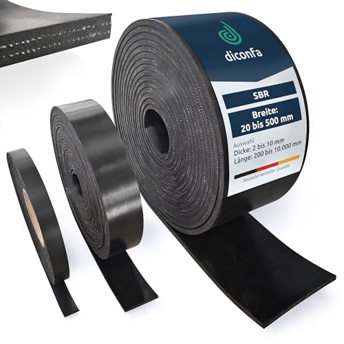 diconfa Gummistreifen mit Gewebeeinlage 2mm bis 10mm STARK 20mm bis 500mm BREIT 0,2m bis 10m LANG Auswahl: 200mm x 2000mm x 10 mit 2 Einlagen - Gummimatte SBR Hartgummi Vollgummi von diconfa