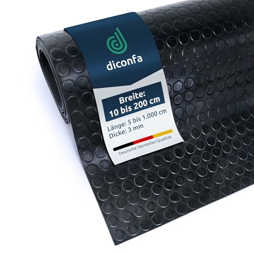 diconfa Noppenmatte Gummimatte 3mm WÄHLEN - BREITE 0,1m bis 2m - LÄNGE 0,05m bis 10m - Auswahl 0,6m x 0,1m (600mm x 100mm) - Meterware Gummimatten Antirutschmatte Werkstatt Garage Industrie von diconfa