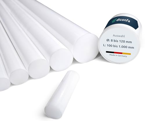 diconfa POM Rundstab natur NACH Maß - Durchmesser 5 bis 120mm - Länge: 100 bis 1000mm ==> Ø 10mm, 800mm lang - Kunststoff-stange Rundstock Rundmaterial weiß - Privat Gewerbe Industrie Handwerk von diconfa