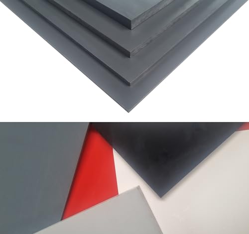 diconfa PVC Kunststoffplatte dunkelgrau NACH MAß - 1 bis 100mm stark - Auswahl: 100 x 800mm (10 x 80cm), 20mm dick - hart seidenmatt - porenlos glatte Oberfläche - einseitig Schutzfolie von diconfa