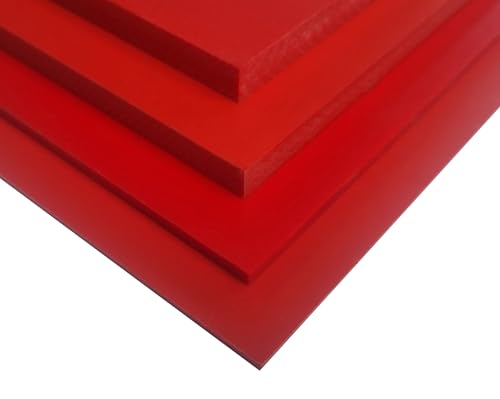 diconfa PVC Kunststoffplatte rot NACH MAß - 1 bis 100mm stark - Auswahl: 400 x 1000mm (40 x 100cm), 20mm dick - hart seidenmatt - porenlos glatte Oberfläche - einseitig Schutzfolie von diconfa